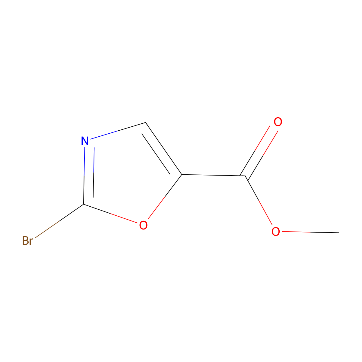 Methyl 2-bromo-1,3-oxazole-5-carboxylate molecular structure, CAS 1092351-96-6