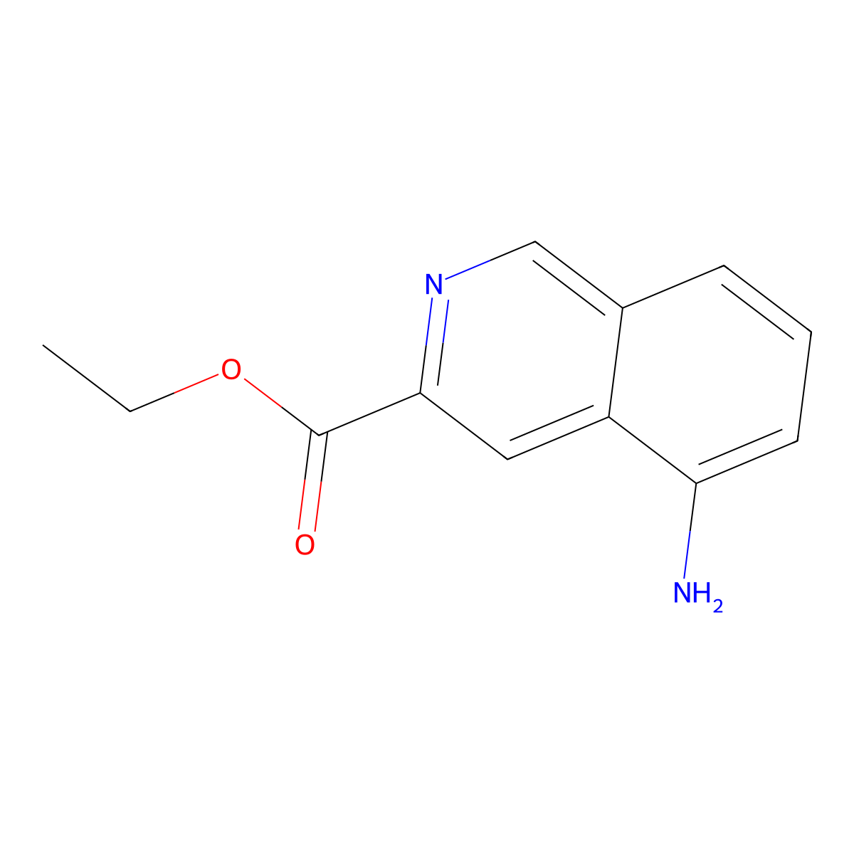 Ethyl 5-aminoisoquinoline-3-carboxylate molecular structure, CAS 1092351-97-7