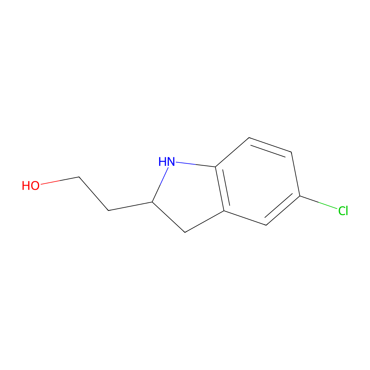 1H-Indole-2-ethanol, 5-chloro-2,3-dihydro- molecular structure, CAS 1092352-03-8