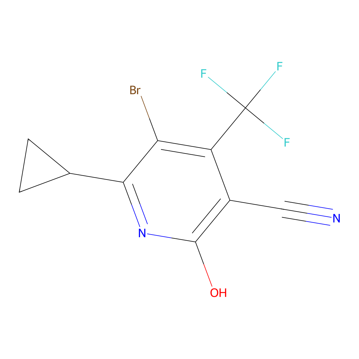5-Bromo-6-cyclopropyl-2-hydroxy-4-(trifluoromethyl)nicotinonitrile molecular structure, CAS 1092352-29-8