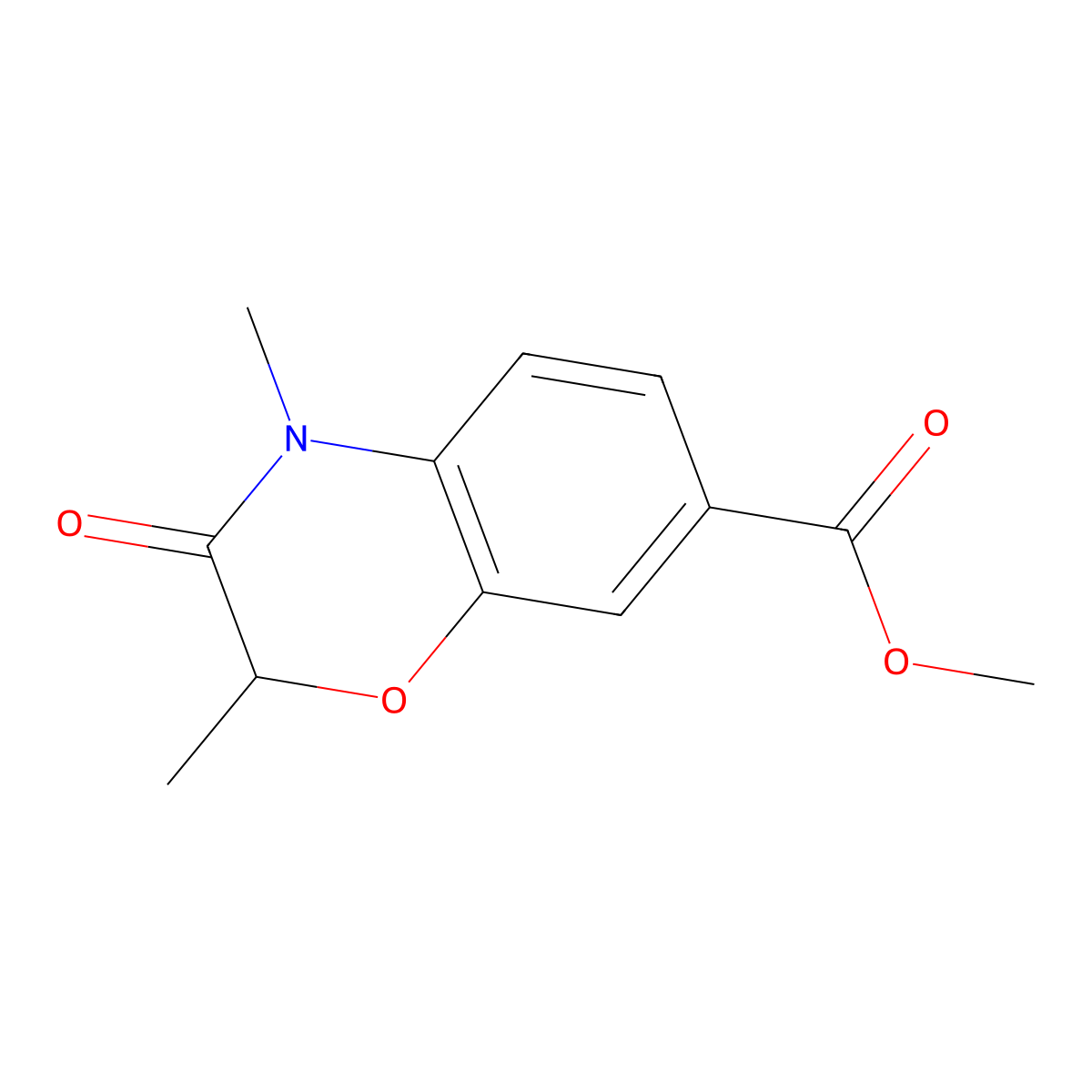 methyl 2,4-dimethyl-3-oxo-3,4-dihydro-2H-1,4-benzoxazine-7-carboxylate molecular structure, CAS 1092352-44-7