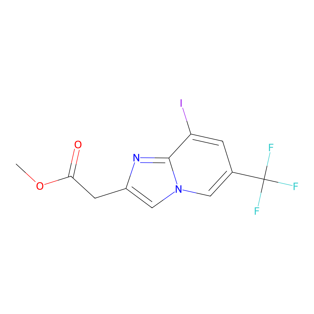 Methyl 2-[8-iodo-6-(trifluoromethyl)imidazo[1,2-a]pyridin-2-yl]acetate molecular structure, CAS 1092352-47-0