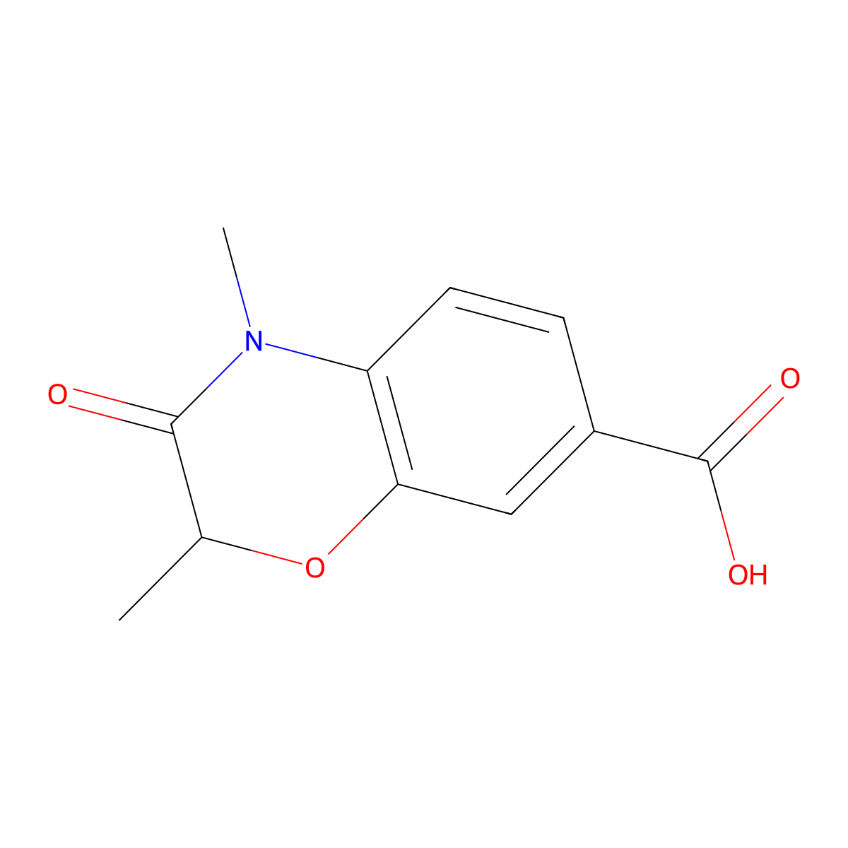 2,4-dimethyl-3-oxo-3,4-dihydro-2H-1,4-benzoxazine-7-carboxylic acid molecular structure, CAS 1092352-50-5