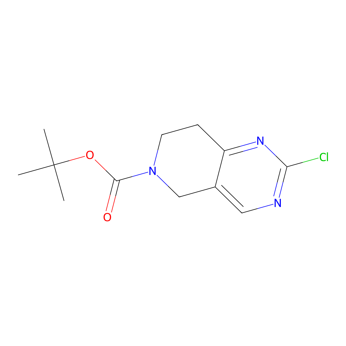 tert-Butyl 2-chloro-7,8-dihydropyrido[4,3-d]pyrimidine-6(5H)-carboxylate molecular structure, CAS 1092352-55-0