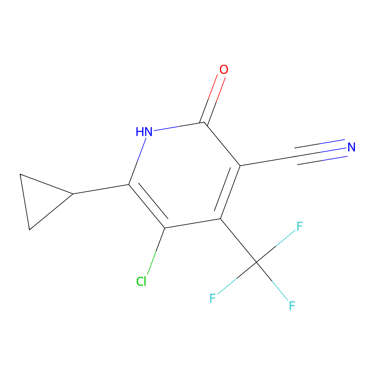 5-Chloro-6-cyclopropyl-2-hydroxy-4-(trifluoromethyl)nicotinonitrile molecular structure, CAS 1092352-56-1
