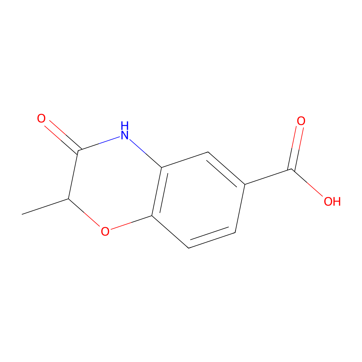 2-methyl-3-oxo-3,4-dihydro-2H-1,4-benzoxazine-6-carboxylic acid molecular structure, CAS 1092352-65-2
