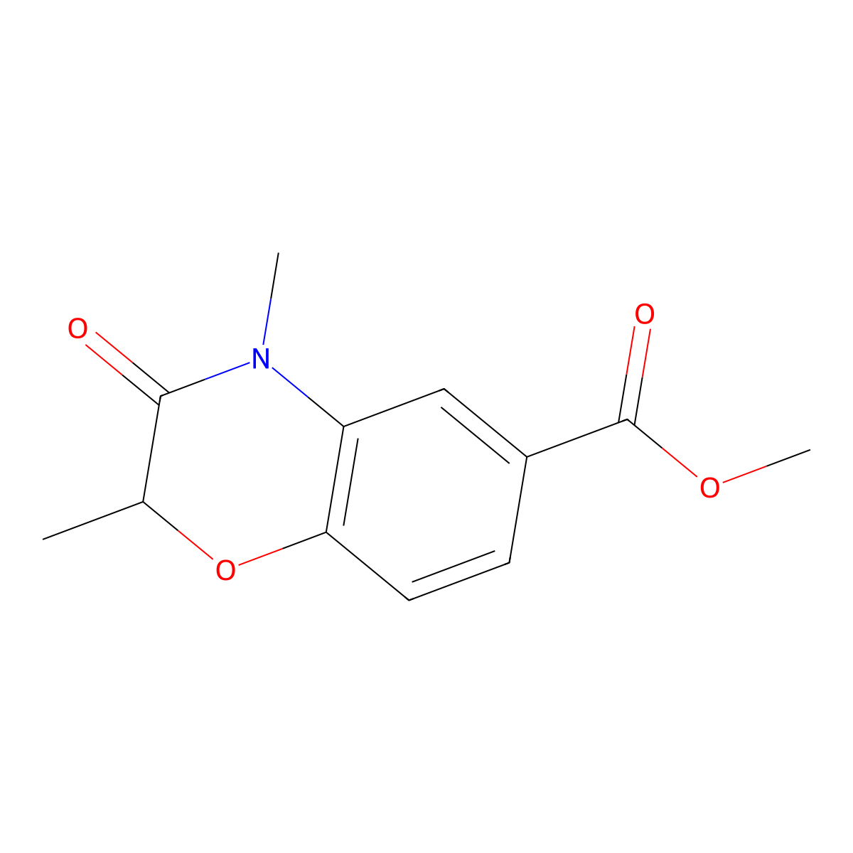 methyl 2,4-dimethyl-3-oxo-3,4-dihydro-2H-1,4-benzoxazine-6-carboxylate molecular structure, CAS 1092352-70-9