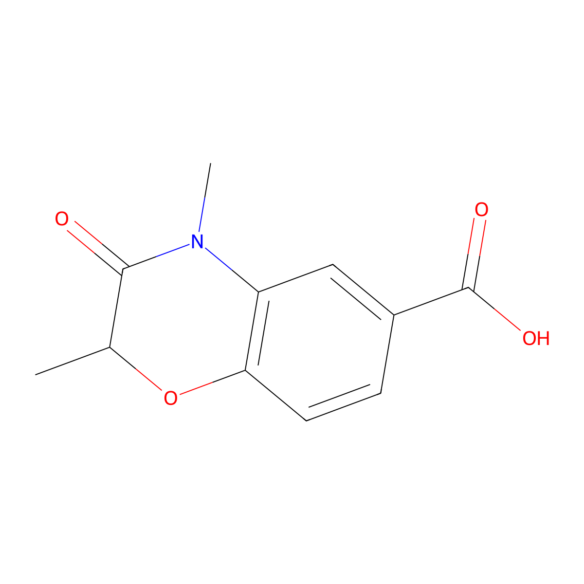 2,4-dimethyl-3-oxo-3,4-dihydro-2H-1,4-benzoxazine-6-carboxylic acid molecular structure, CAS 1092352-74-3