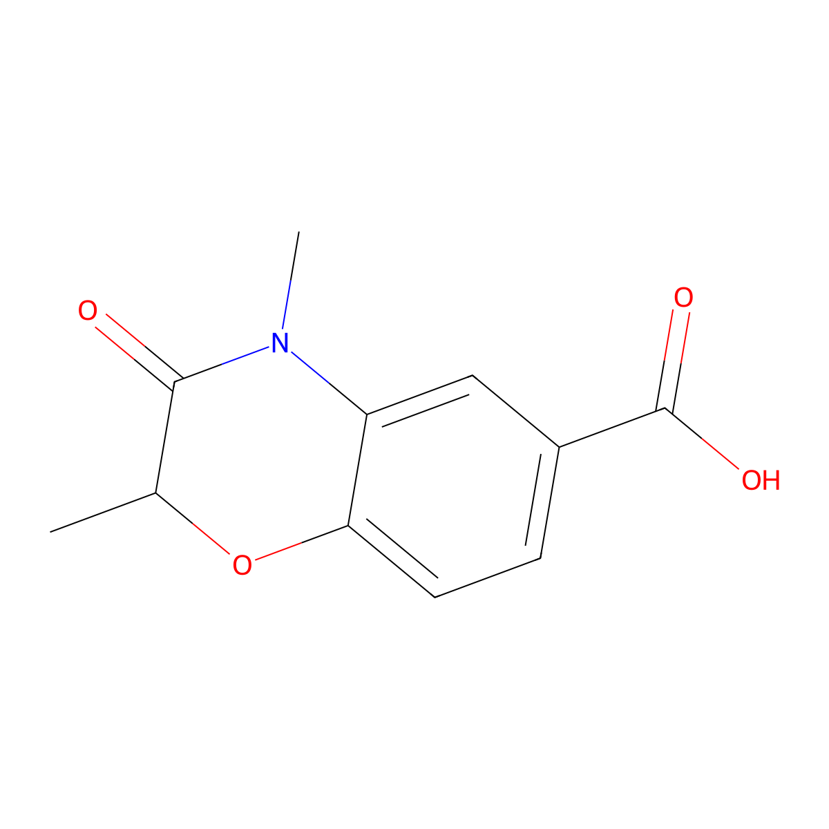 2,4-dimethyl-3-oxo-3,4-dihydro-2H-1,4-benzoxazine-6-carboxylic acid molecular structure, CAS 1092352-74-3