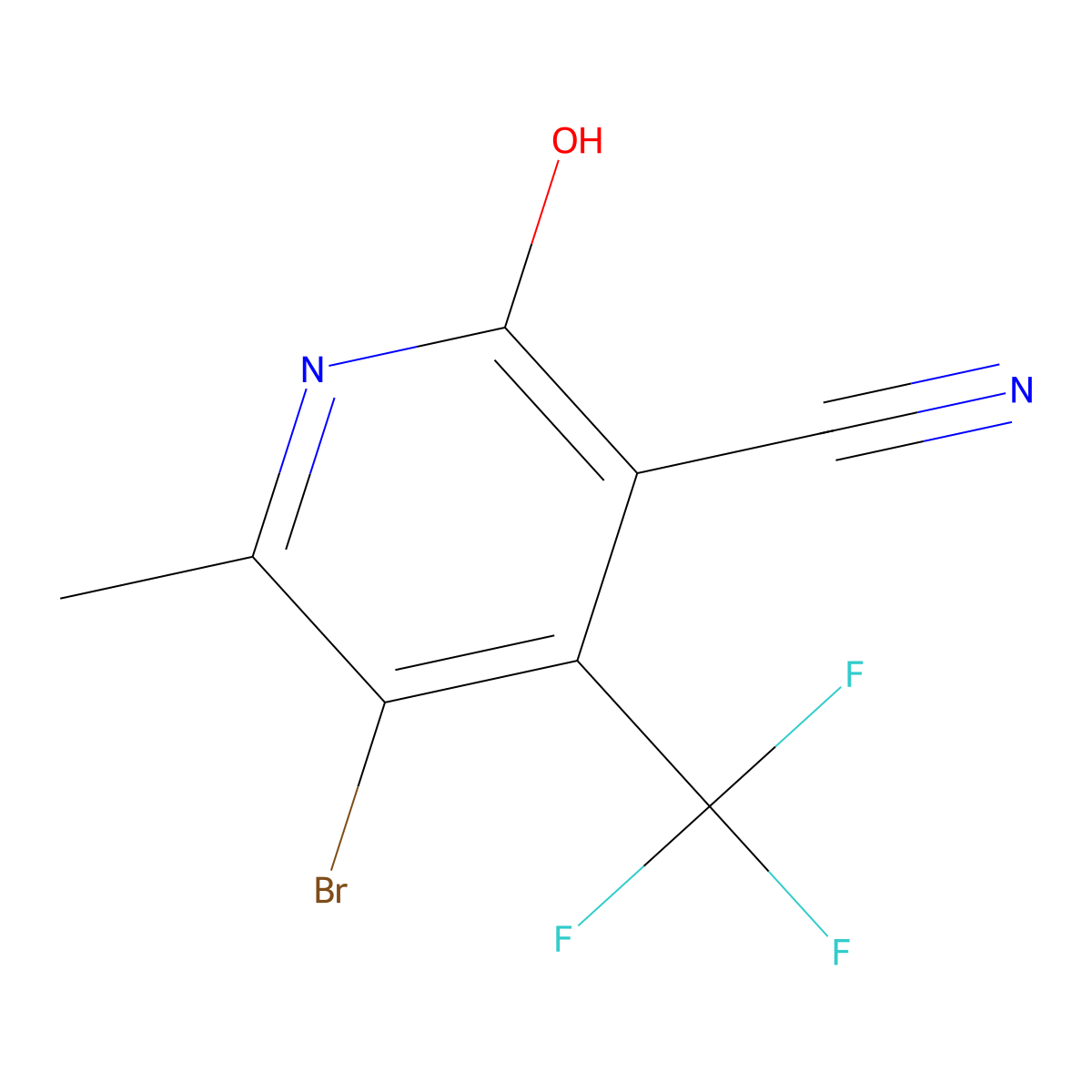5-Bromo-2-hydroxy-6-methyl-4-(trifluoromethyl)nicotinonitrile molecular structure, CAS 1092352-76-5