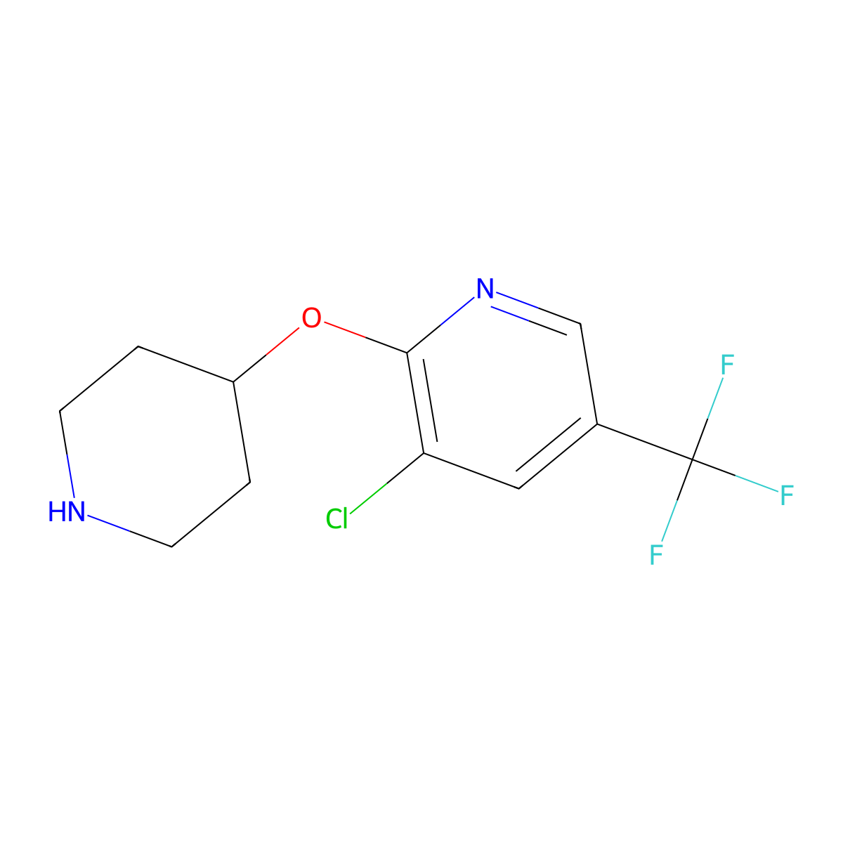 3-Chloro-2-(piperidin-4-yloxy)-5-(trifluoromethyl)pyridine molecular structure, CAS 1092352-80-1