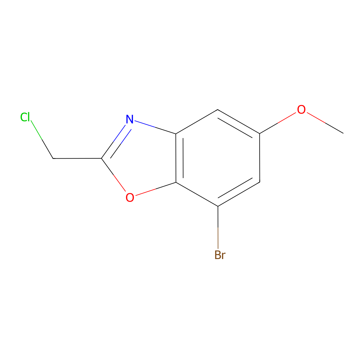 7-Bromo-2-(chloromethyl)-5-methoxy-1,3-benzoxazole molecular structure, CAS 1092352-84-5