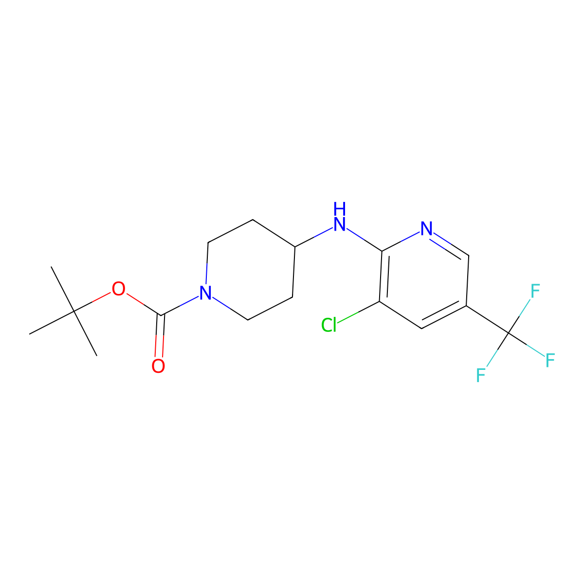 tert-butyl 4-{[3-chloro-5-(trifluoromethyl)-2-pyridinyl]amino}tetrahydro-1(2H)-pyridinecarboxylate molecular structure, CAS 1092352-86-7