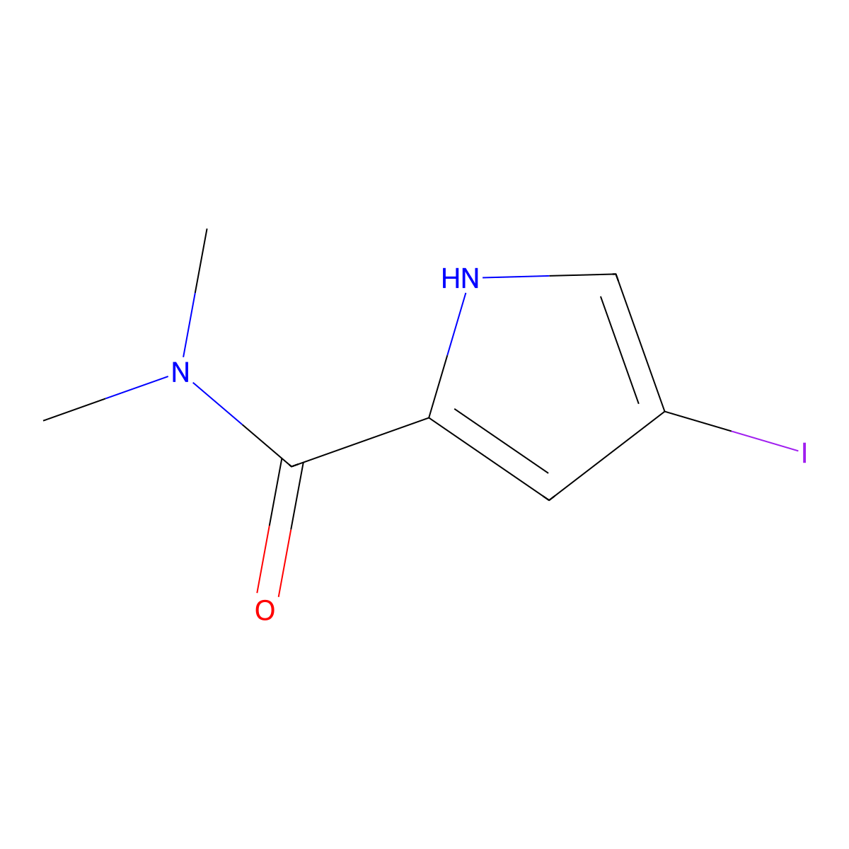 4-iodo-N,N-dimethyl-1H-pyrrole-2-carboxamide molecular structure, CAS 1092352-92-5