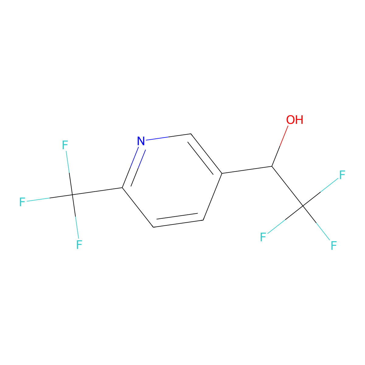 2,2,2-Trifluoro-1-(6-(trifluoromethyl)pyridin-3-yl)ethanol molecular structure, CAS 1092353-05-3