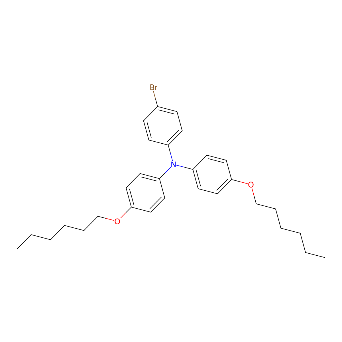 4-broMo-N,N-bis(4-(hexyloxy)phenyl)aniline molecular structure, CAS 1092363-75-1