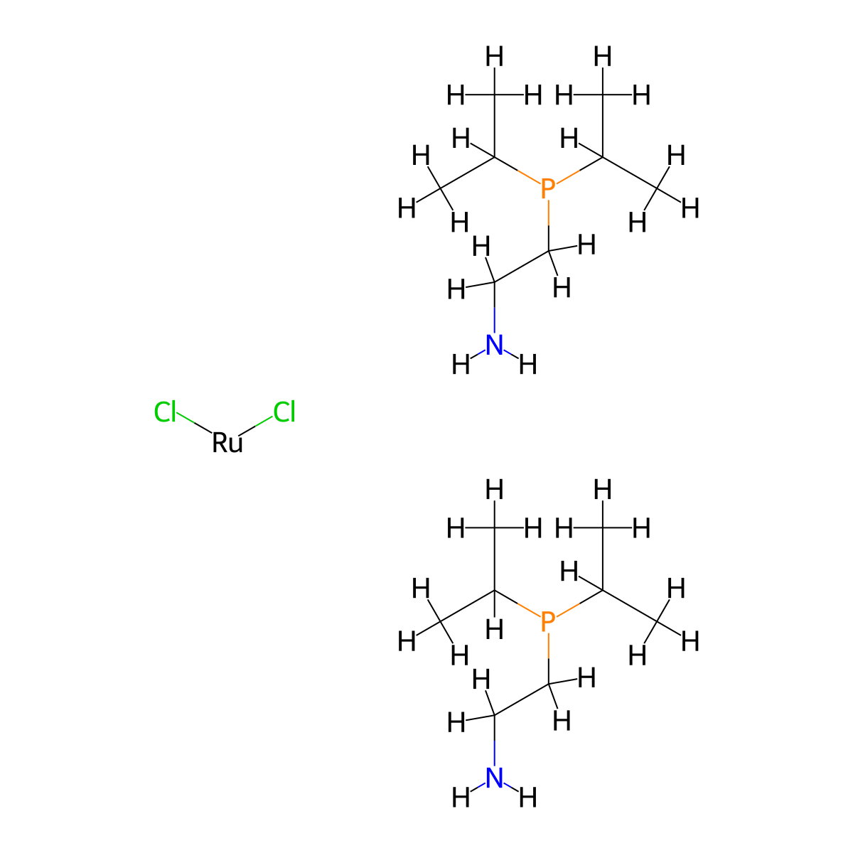 Dichlorobis[2-(di-i-propylphosphino)ethylamine]ruthenium(II) molecular structure, CAS 1092372-90-1