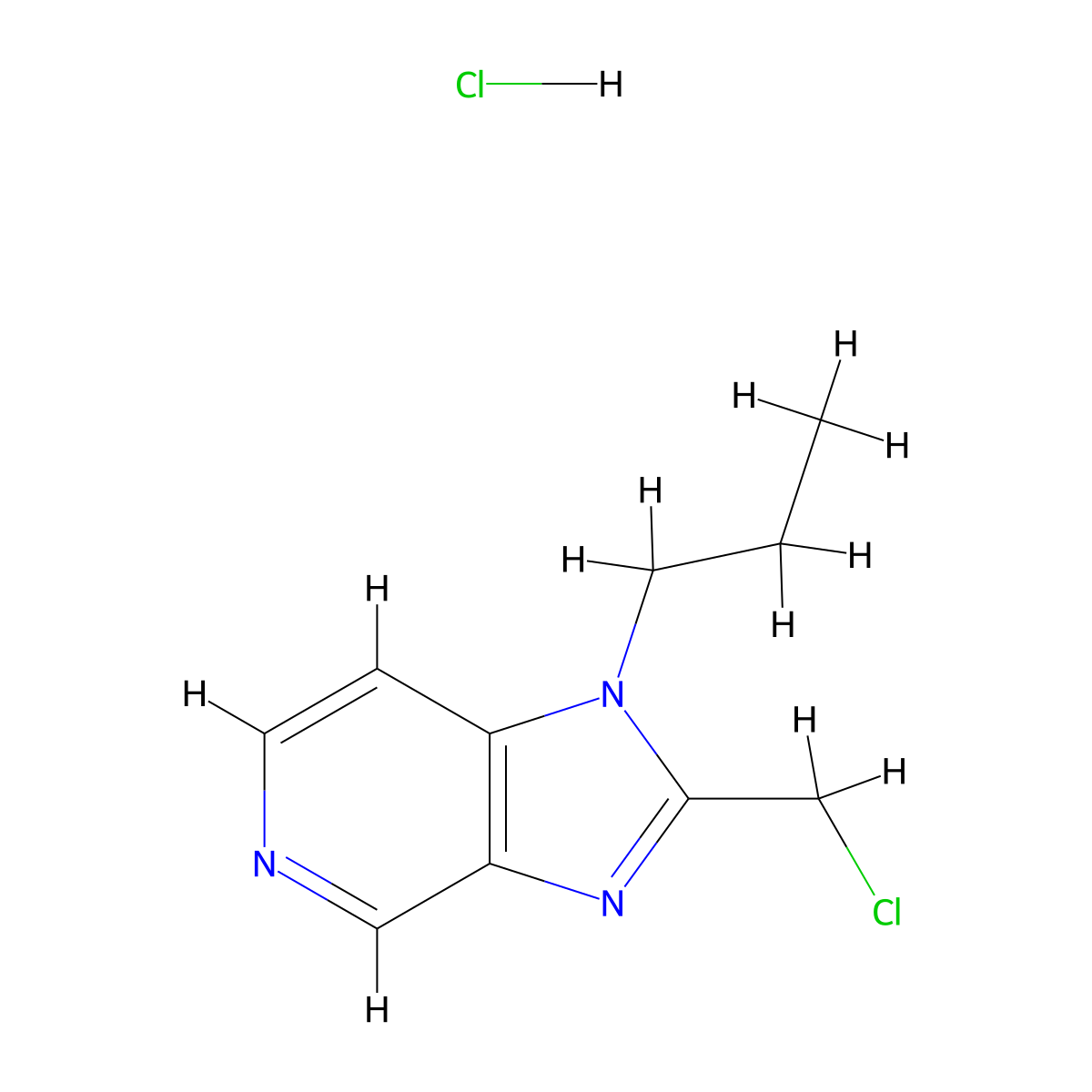 2-(Chloromethyl)-1-propyl-1H-imidazo[4,5-c]pyridine--hydrogen chloride (1/1) molecular structure, CAS 1092381-05-9