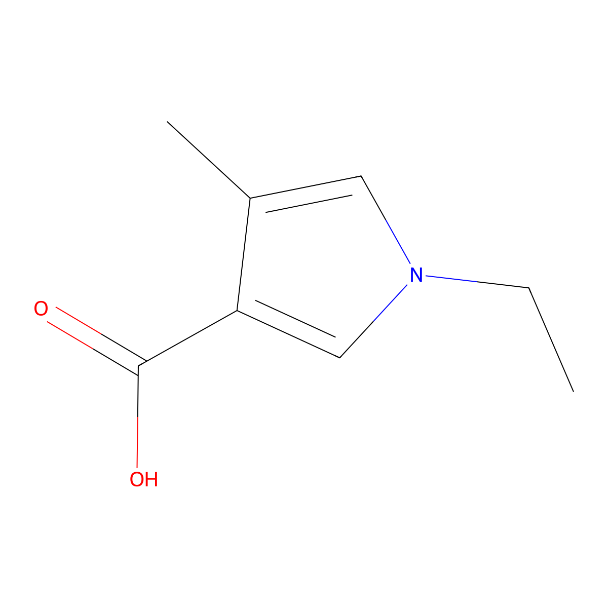 1-ethyl-4-methyl-1H-pyrrole-3-carboxylic acid molecular structure, CAS 1092394-20-1