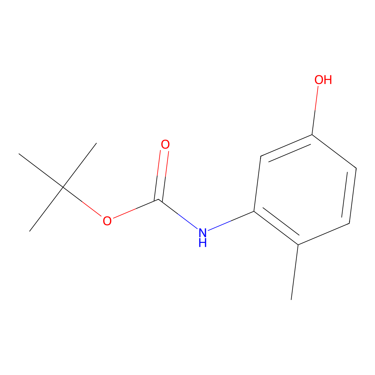 Tert-butyl (5-hydroxy-2-methylphenyl)carbamate molecular structure, CAS 1092394-21-2