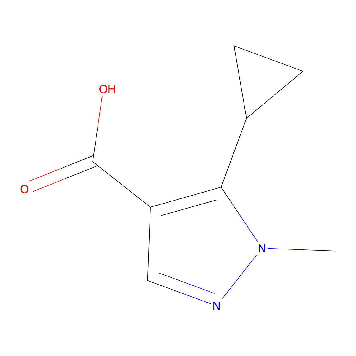 5-cyclopropyl-1-methyl-1H-pyrazole-4-carboxylic acid molecular structure, CAS 1092394-30-3
