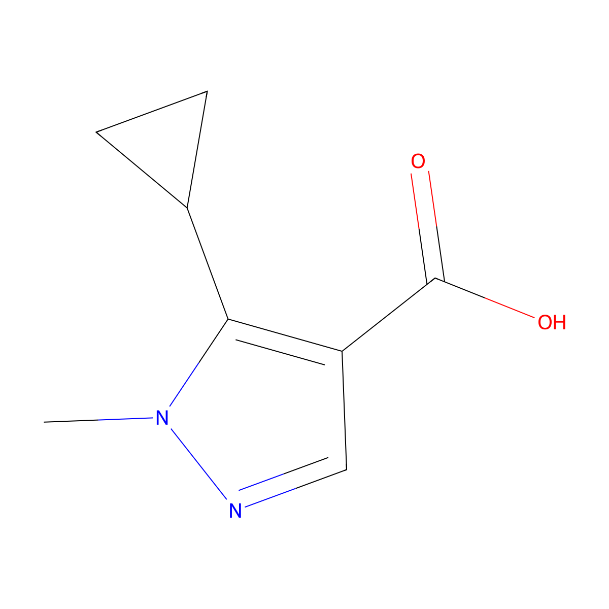 5-cyclopropyl-1-methyl-1H-pyrazole-4-carboxylic acid molecular structure, CAS 1092394-30-3
