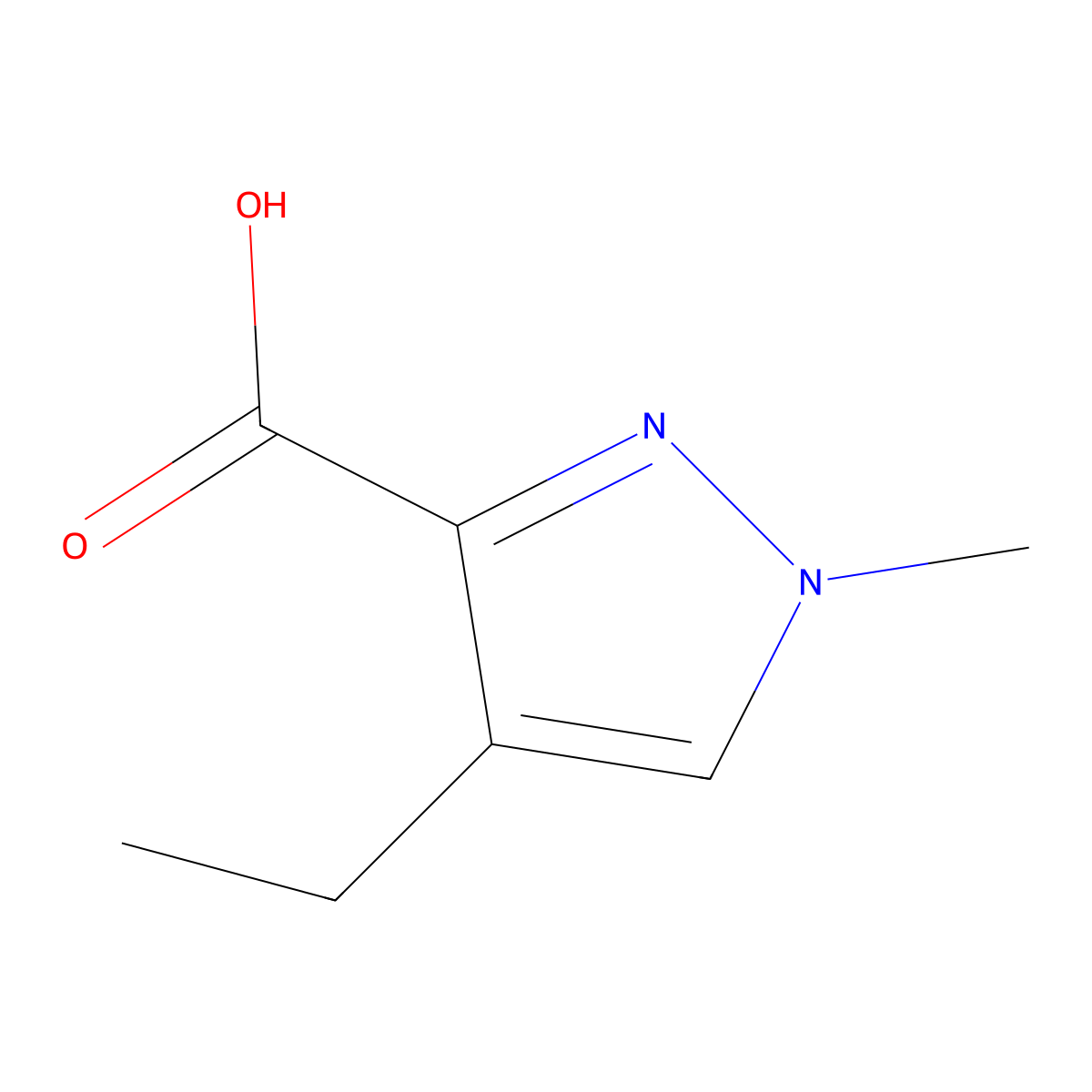 4-ethyl-1-methyl-1H-pyrazole-3-carboxylic acid molecular structure, CAS 1092394-34-7