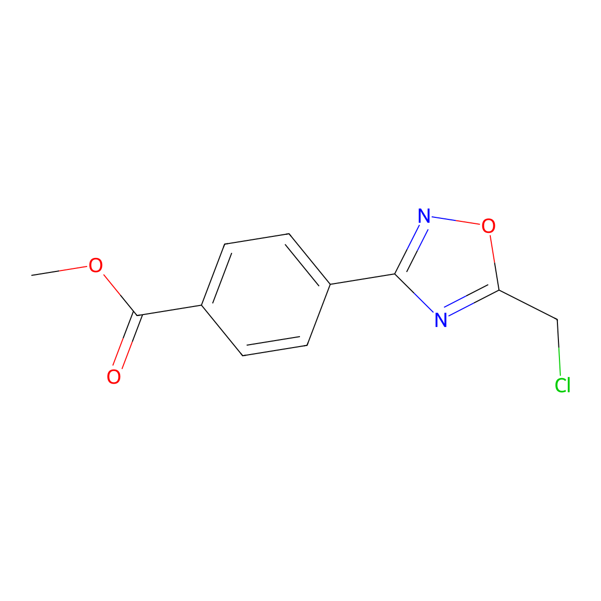 4-(5-Chloromethyl-[1,2,4]oxadiazol-3-yl)-benzoic acid methyl ester molecular structure, CAS 1092400-75-3