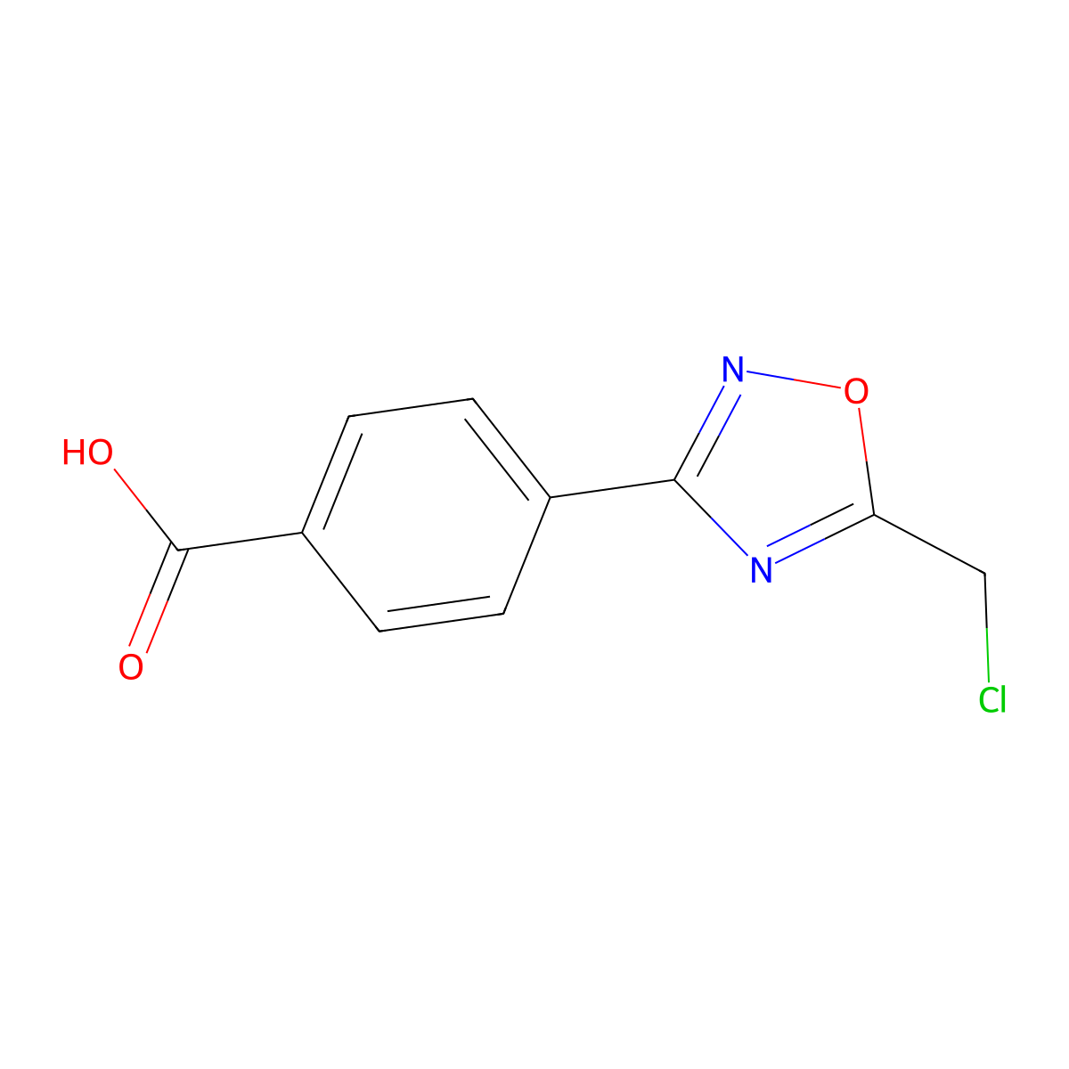 4-[5-(Chloromethyl)-1,2,4-oxadiazol-3-yl]benzoic acid molecular structure, CAS 1092400-79-7