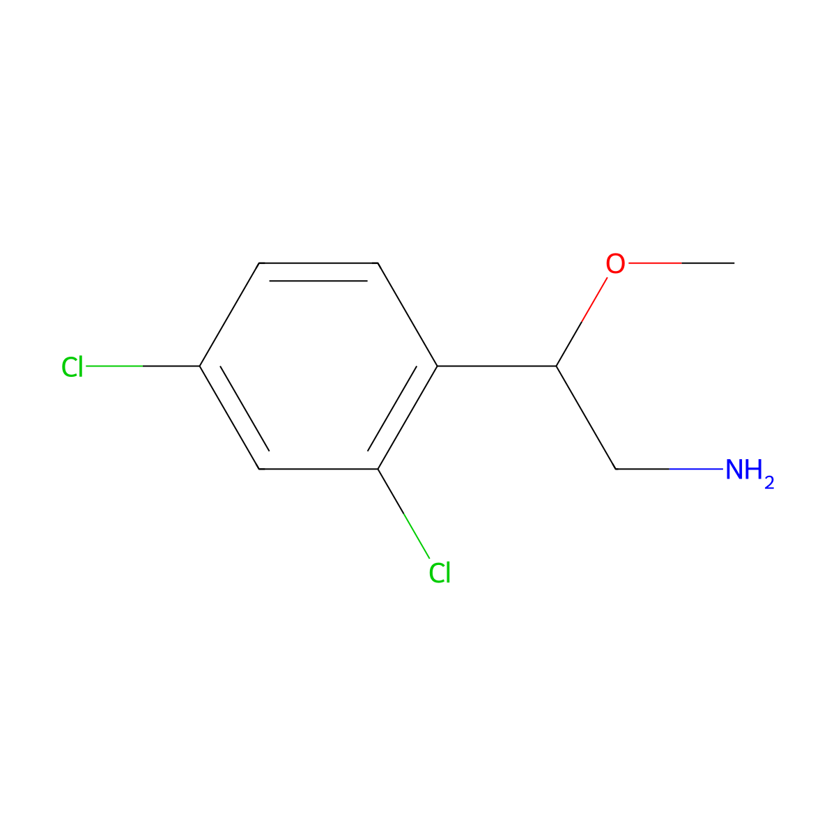 2-(2,4-Dichlorophenyl)-2-methoxyethan-1-amine molecular structure, CAS 1092402-95-3