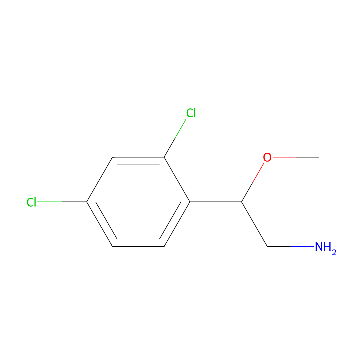 2-(2,4-Dichlorophenyl)-2-methoxyethan-1-amine molecular structure, CAS 1092402-95-3