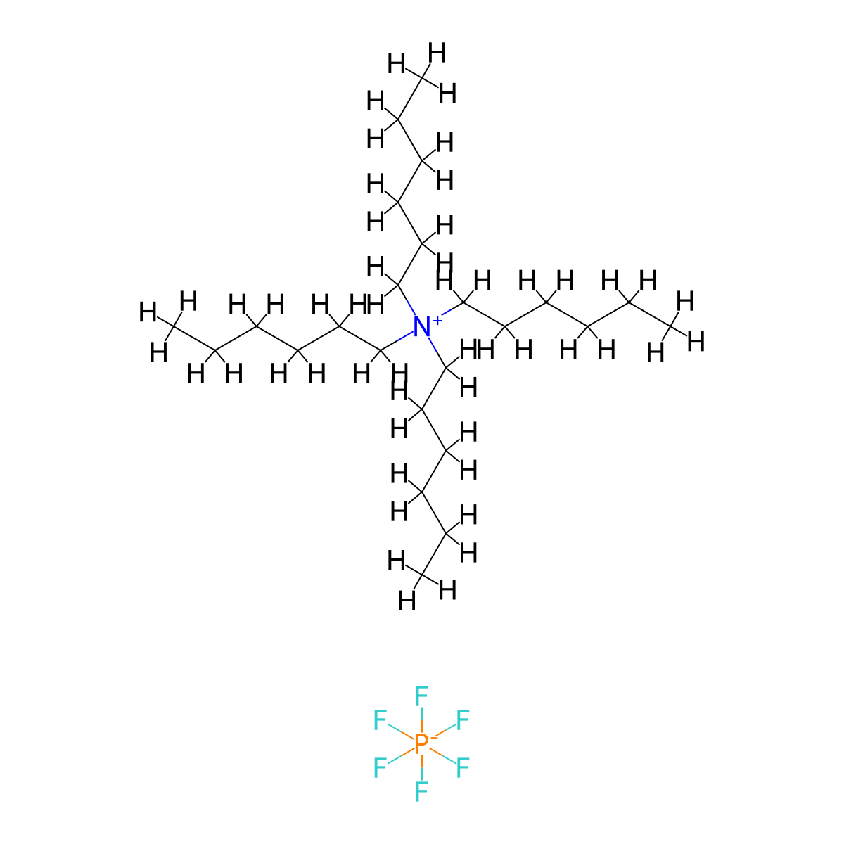 Tetrahexylammonium hexafluorophosphate molecular structure, CAS 109241-90-9