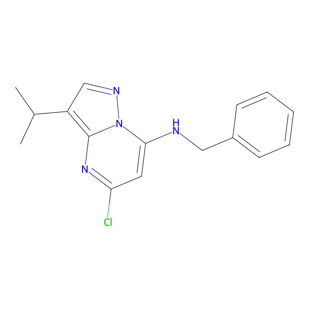 n-Benzyl-5-chloro-3-isopropylpyrazolo[1,5-a]pyrimidin-7-amine molecular structure, CAS 1092443-98-5