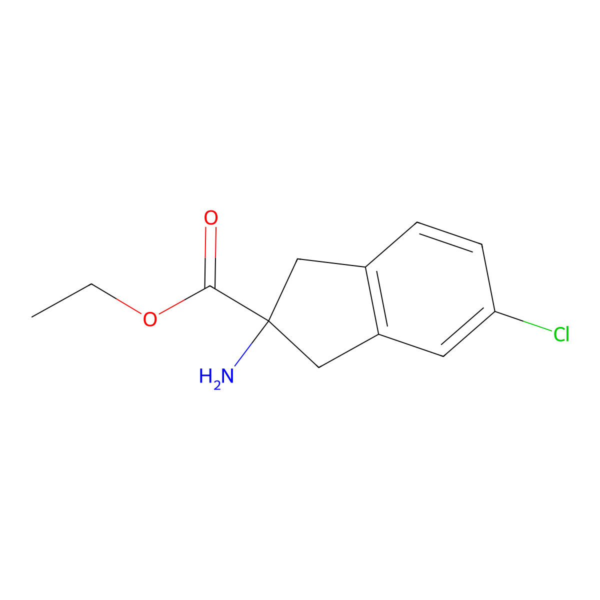 2-Amino-5-chloro-indan-2-carboxylic acid ethyl ester molecular structure, CAS 1092448-44-6