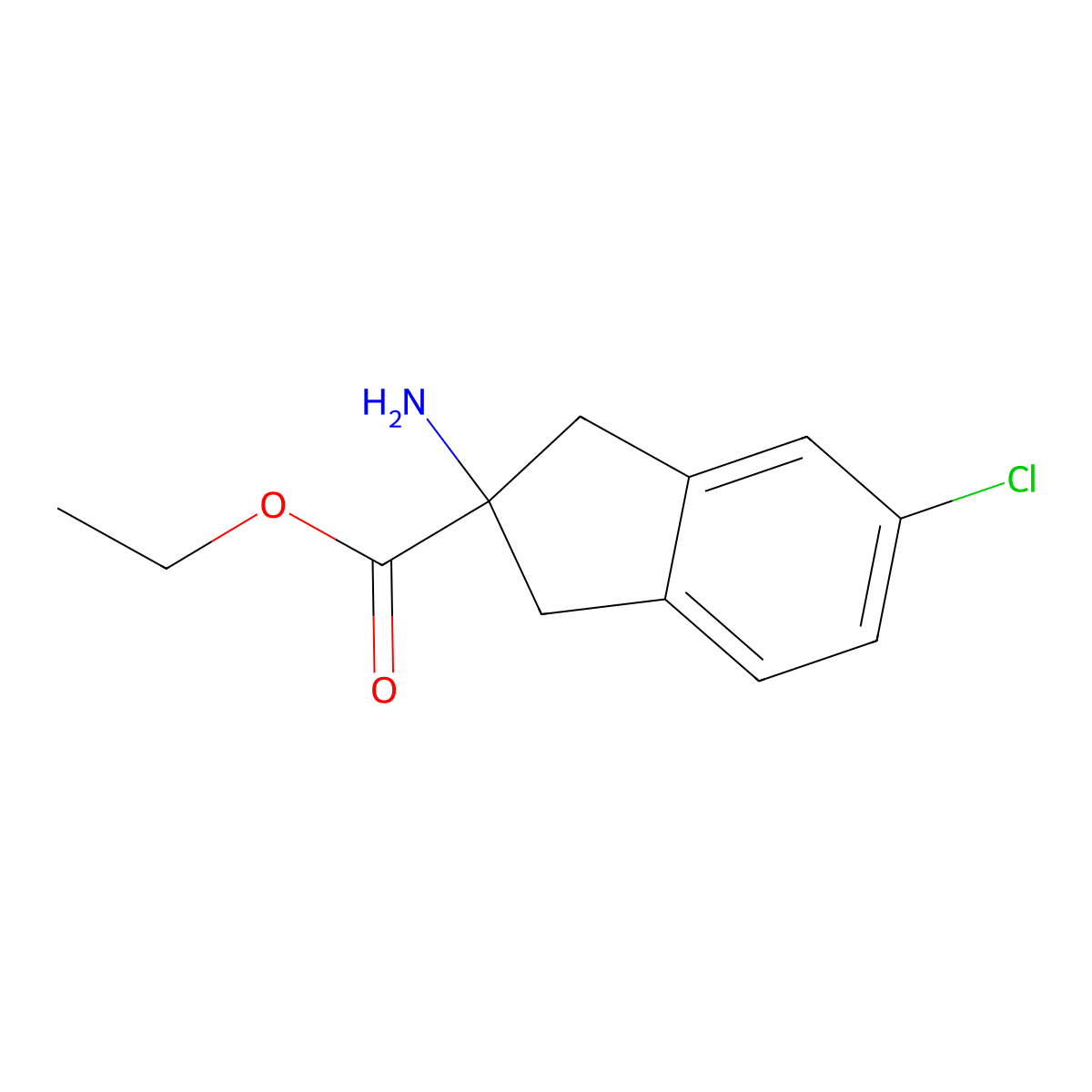 2-Amino-5-chloro-indan-2-carboxylic acid ethyl ester molecular structure, CAS 1092448-44-6