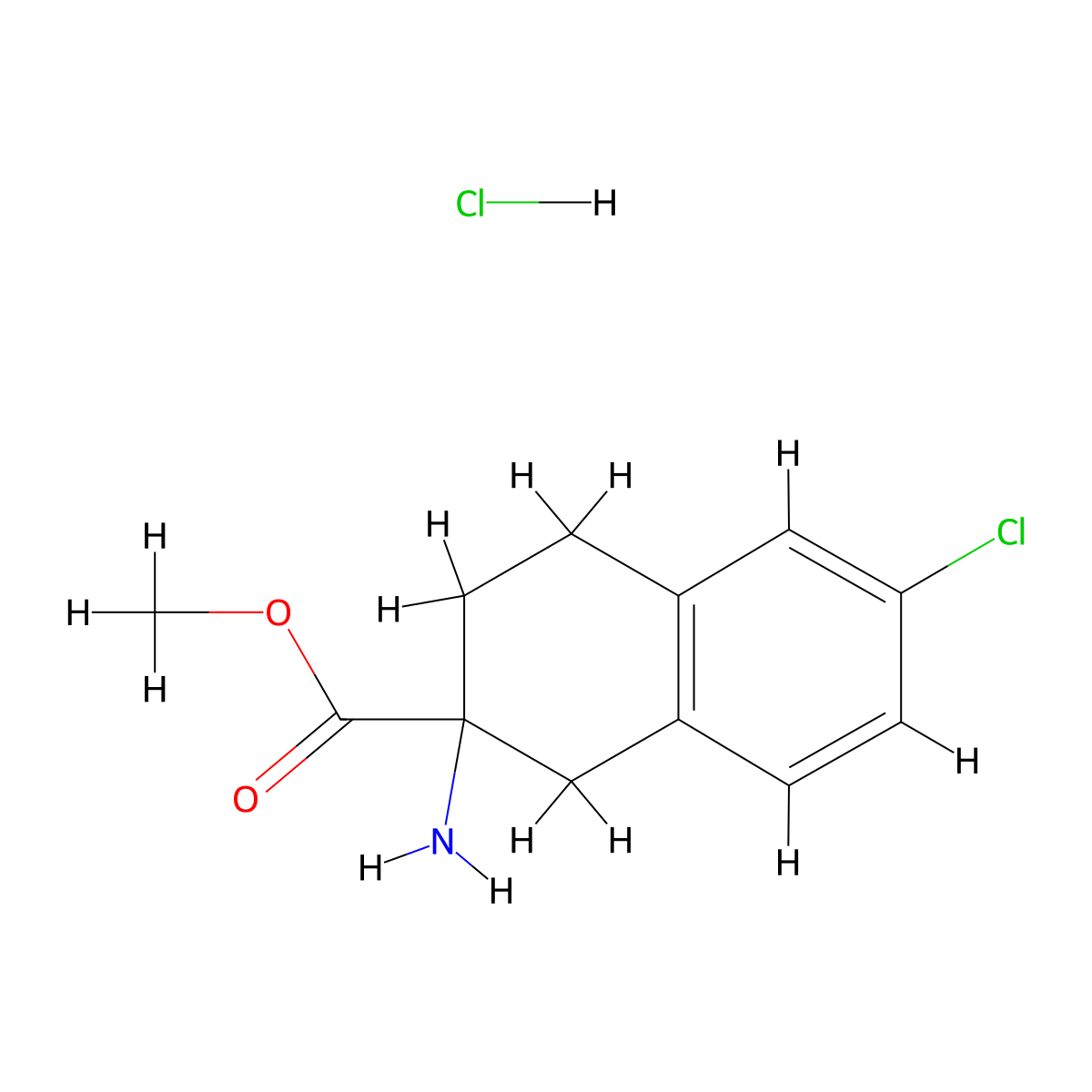 2-Amino-6-chloro-1,2,3,4-tetrahydro-naphthalene-2-carboxylic acid methyl ester hydrochloride molecular structure, CAS 1092449-06-3