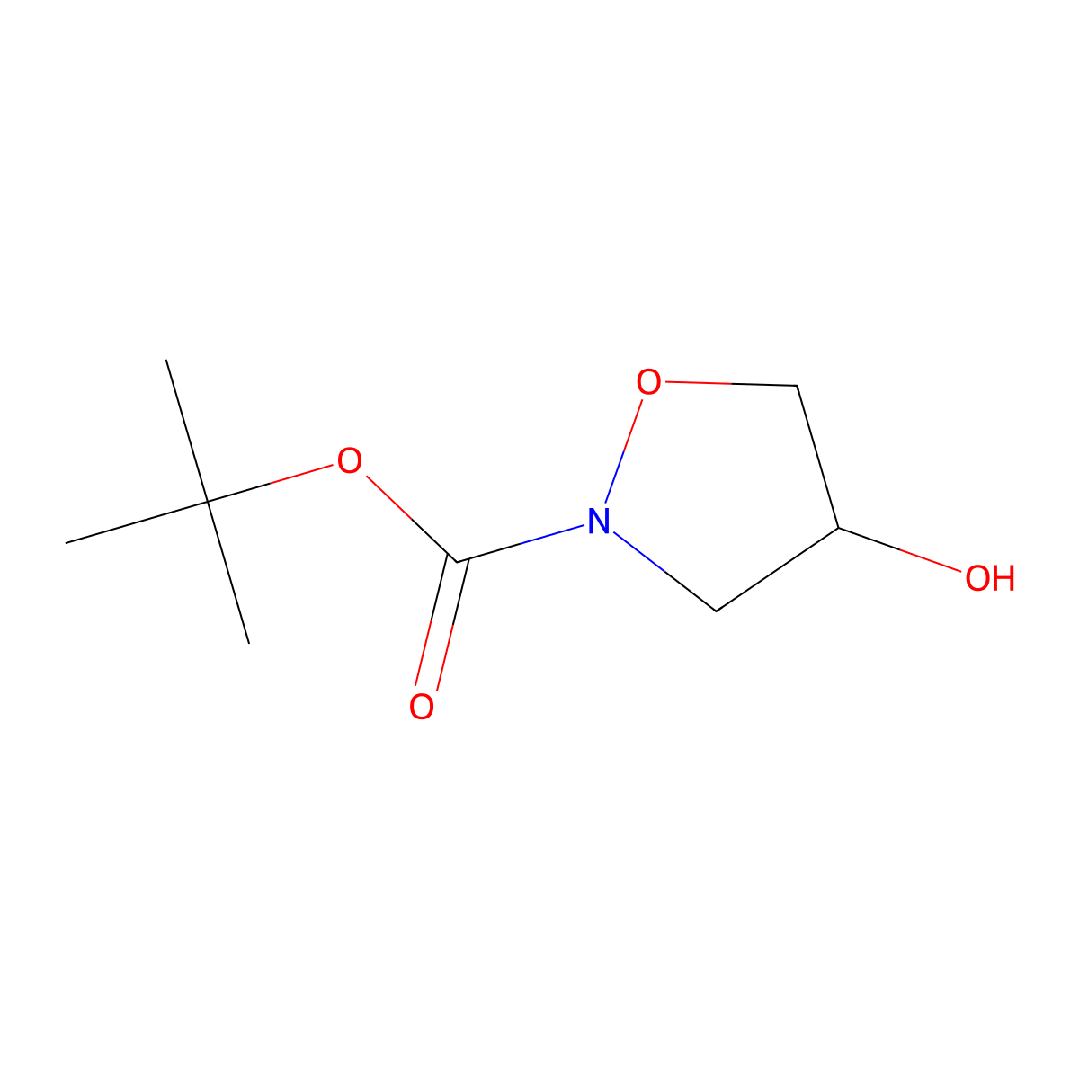 tert-butyl (4R)-4-hydroxy-1,2-oxazolidine-2-carboxylate molecular structure, CAS 1092454-84-6