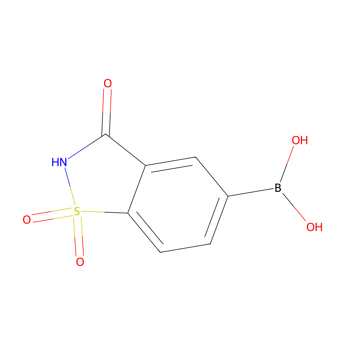 (1,1-Dioxido-3-oxo-2,3-dihydrobenzo(d)isothiazol-5-yl)boronic acid molecular structure, CAS 1092457-30-1