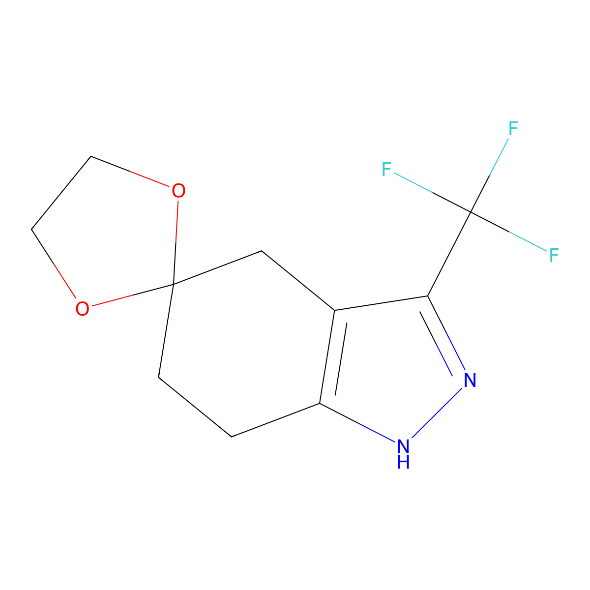 3'-(Trifluoromethyl)-1',4',6',7'-tetrahydrospiro(1,3-dioxolane-2,5'-indazole) molecular structure, CAS 1092459-45-4