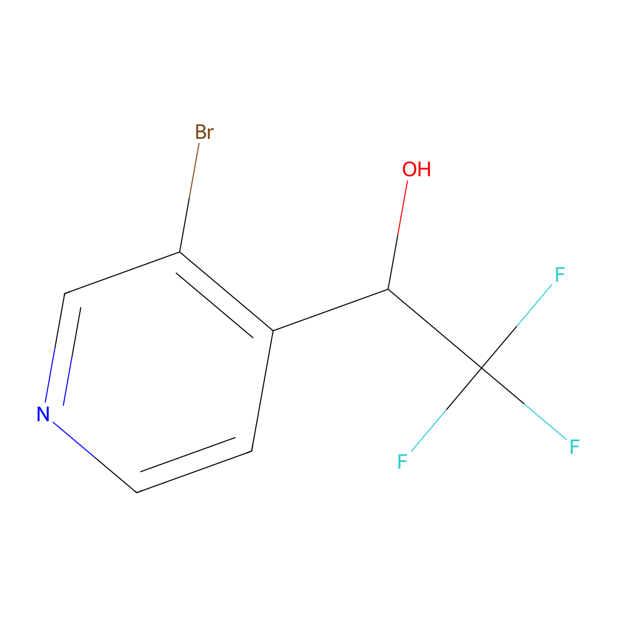 1-(3-Bromopyridin-4-yl)-2,2,2-trifluoroethanol molecular structure, CAS 1092459-54-5
