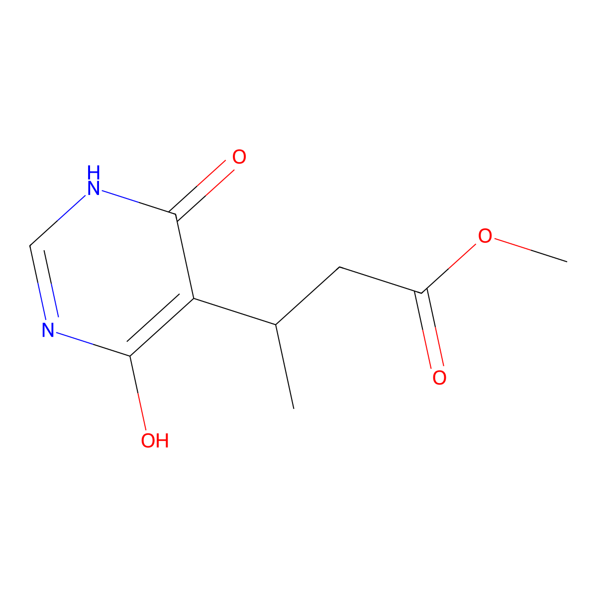 Methyl 3-(4,6-dihydroxypyrimidin-5-YL)butanoate molecular structure, CAS 1092460-40-6