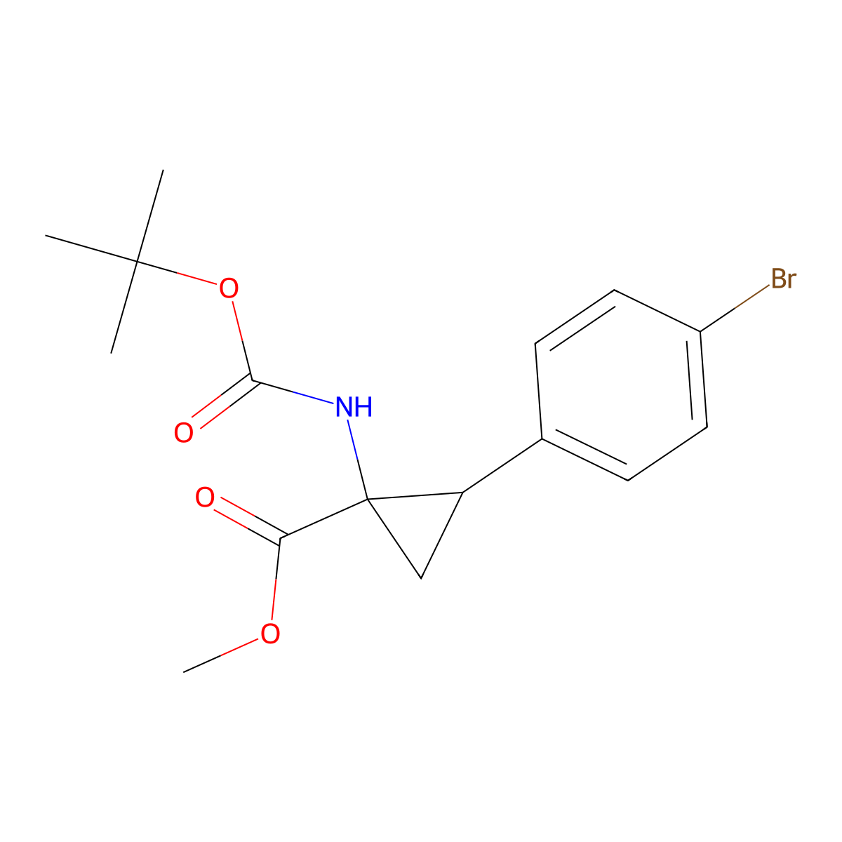 Methyl 2-(4-bromophenyl)-1-(boc-amino)cyclopropanecarboxylate molecular structure, CAS 1092460-42-8