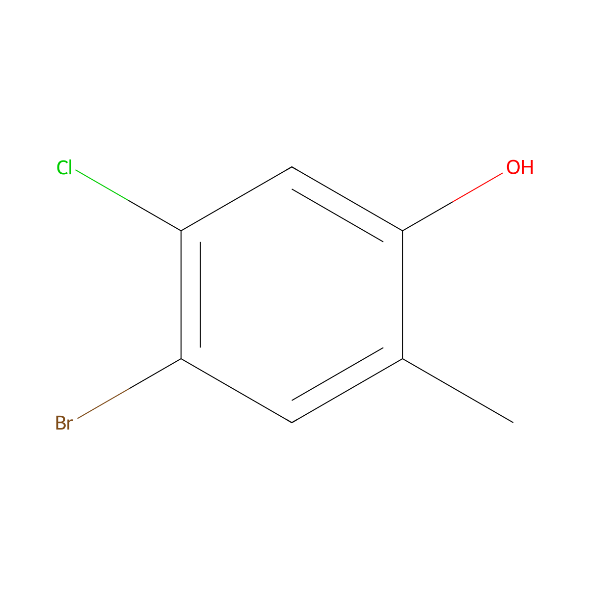 4-Bromo-5-chloro-2-methylphenol molecular structure, CAS 1092460-50-8