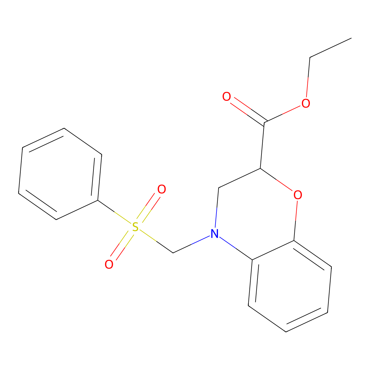 Ethyl 4-(phenylsulfonylmethyl)-3,4-dihydro-2H-benzo[B][1,4]oxazine-2-carboxylate molecular structure, CAS 1092460-57-5