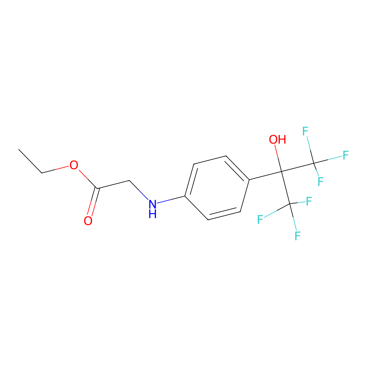 Ethyl 2-(4-(1,1,1,3,3,3-hexafluoro-2-hydroxypropan-2-YL)phenylamino)acetate molecular structure, CAS 1092460-58-6