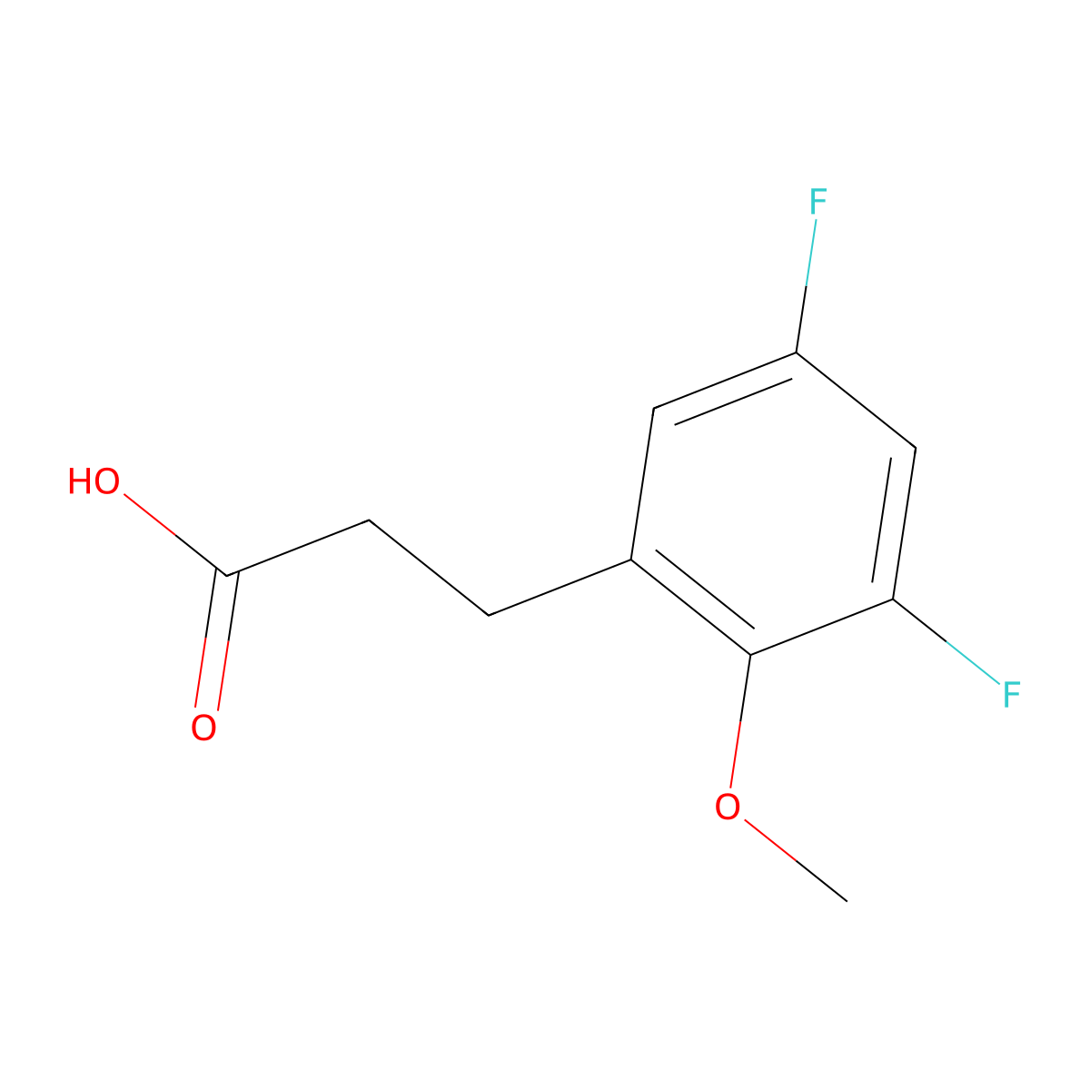 3,5-Difluoro-2-methoxybenzenepropanoic acid molecular structure, CAS 1092460-64-4