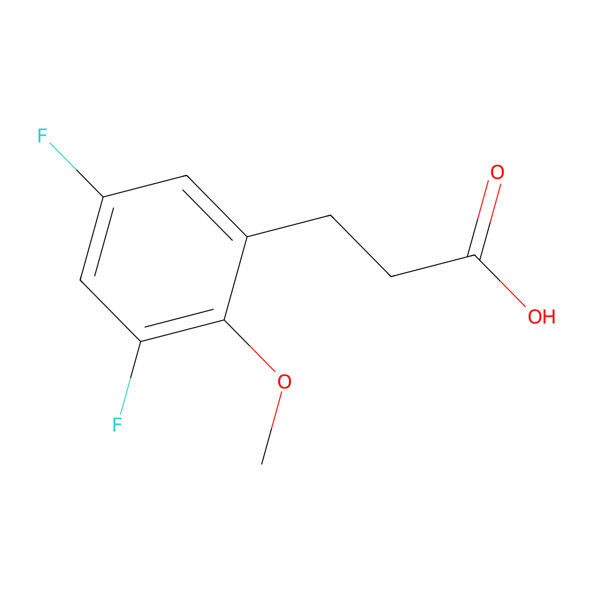 3,5-Difluoro-2-methoxybenzenepropanoic acid molecular structure, CAS 1092460-64-4