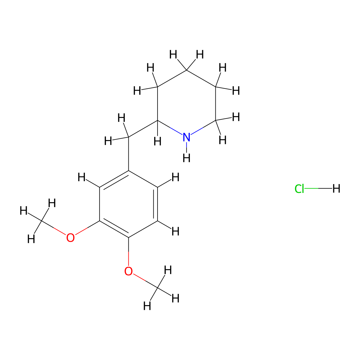 2-(3,4-Dimethoxy-benzyl)-piperidine hydrochloride molecular structure, CAS 109247-03-2