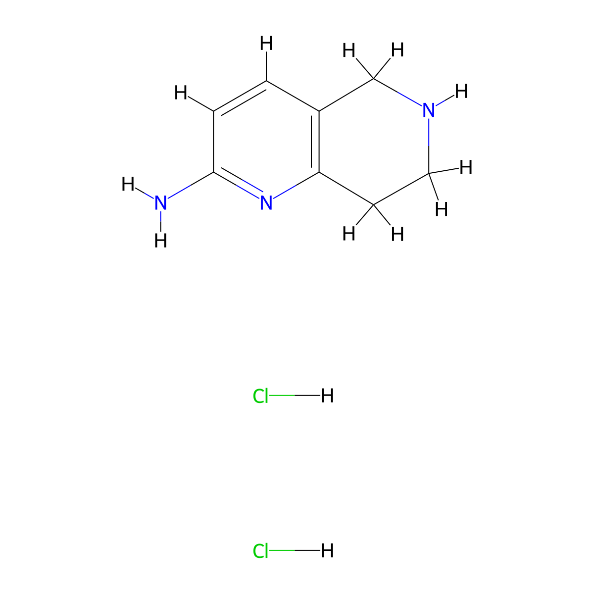 5,6,7,8-Tetrahydro-1,6-naphthyridin-2-amine dihydrochloride molecular structure, CAS 1092475-60-9