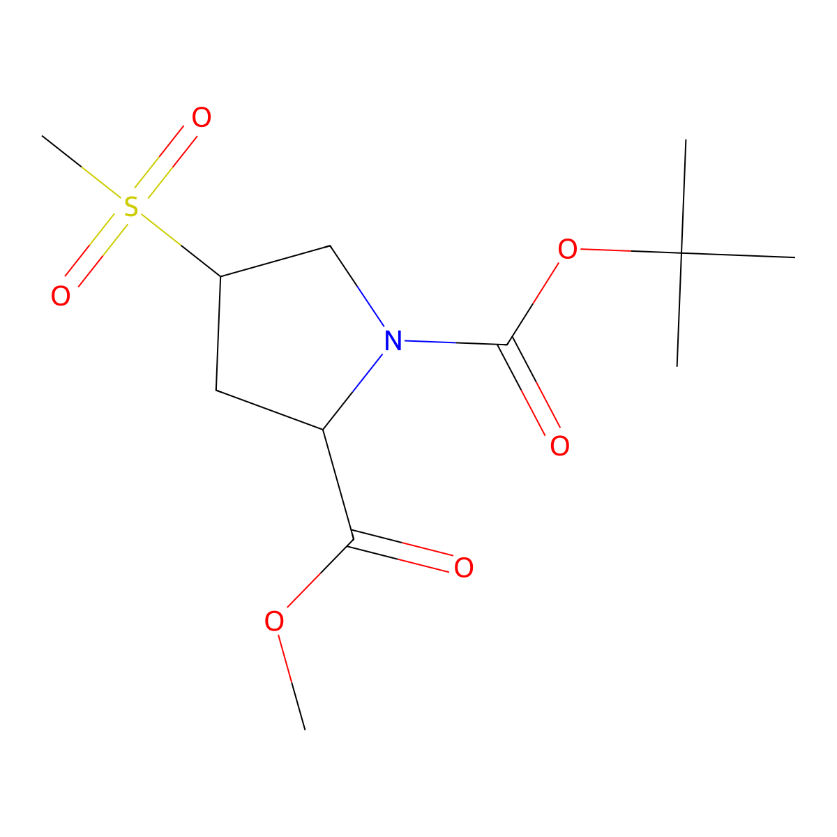 1-tert-Butyl 2-methyl (2S,4R)-4-methanesulfonylpyrrolidine-1,2-dicarboxylate molecular structure, CAS 1092491-10-5